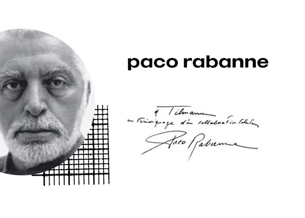 Paco Rabanne tiene una letra pequeña, bien presionada, legible y muy visceral.